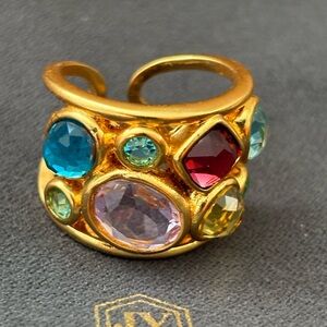 Julie Vos Gold Ring with Colorful Gemstones